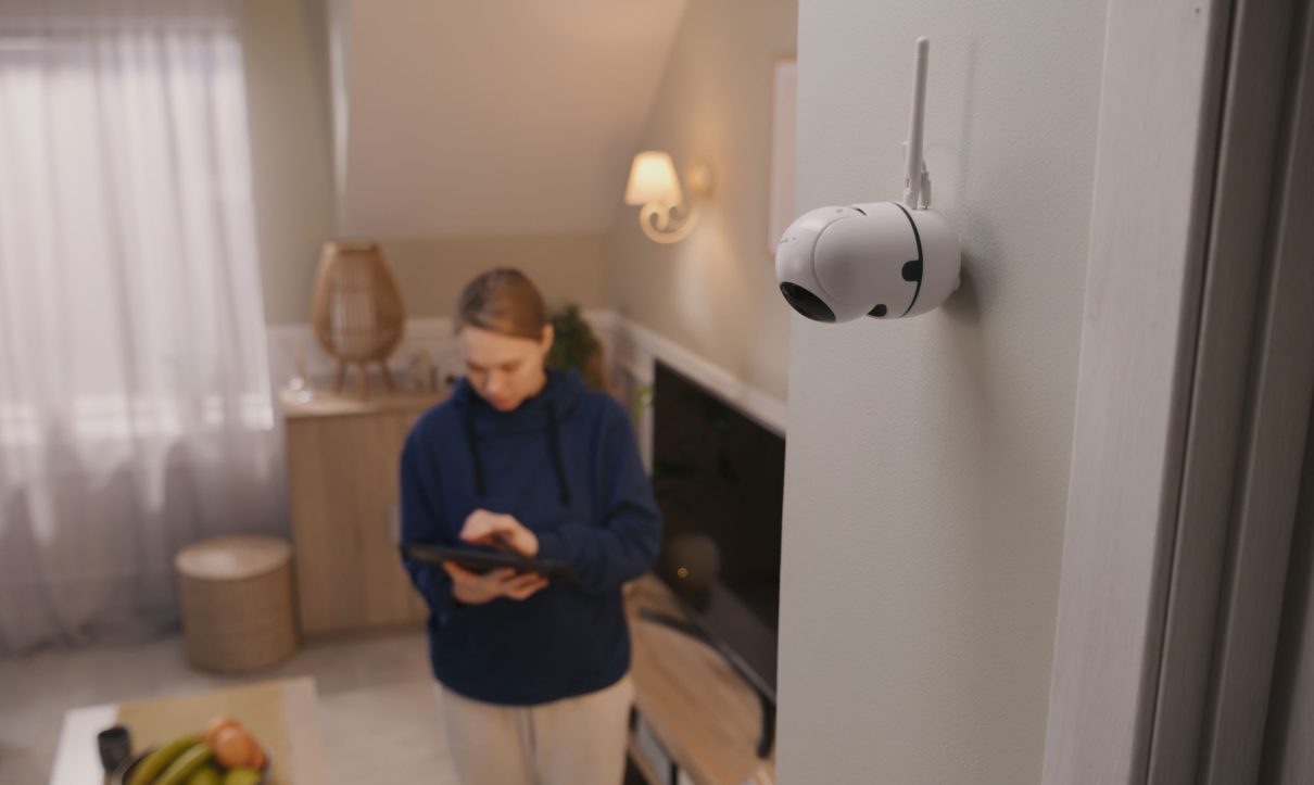 Wireless Security Camera mounted on wall
