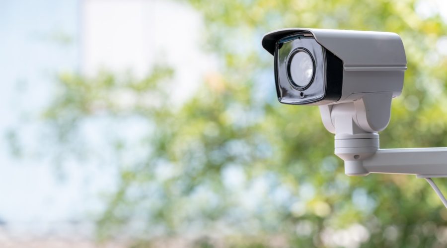 IP CCTV camera install with water proof cover to protect camera