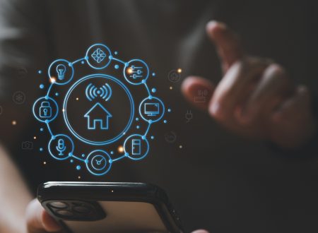 using smartphone or computer laptop to access smart home application