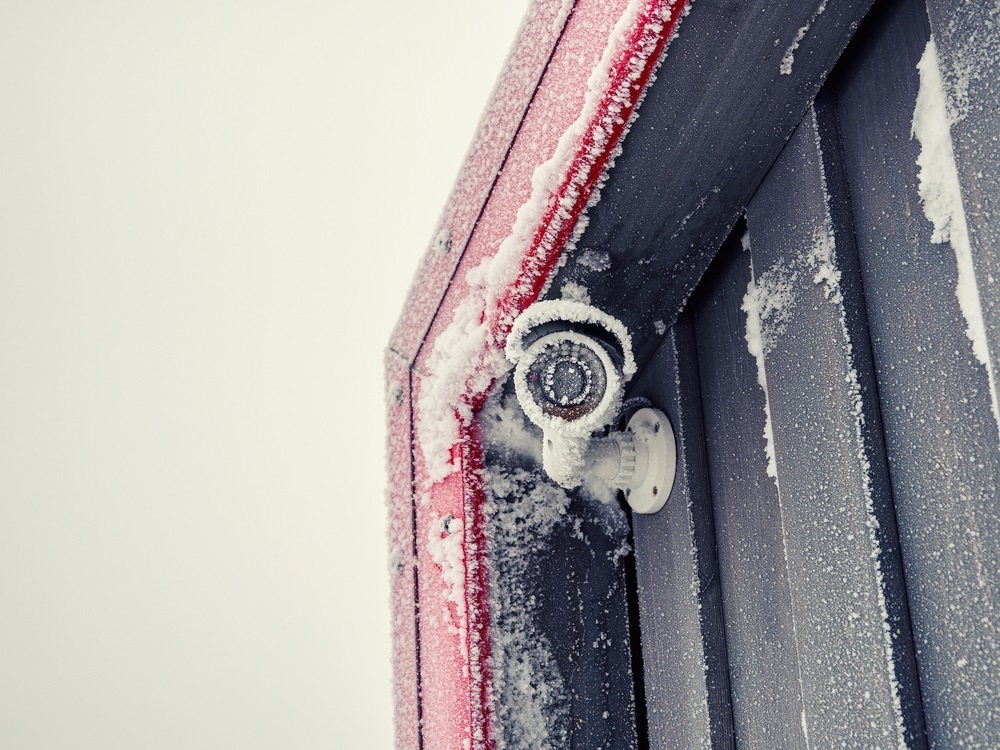 Security video camera in winter