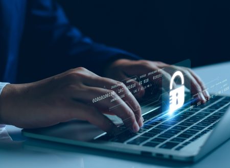 Lock icon and internet network security technology
