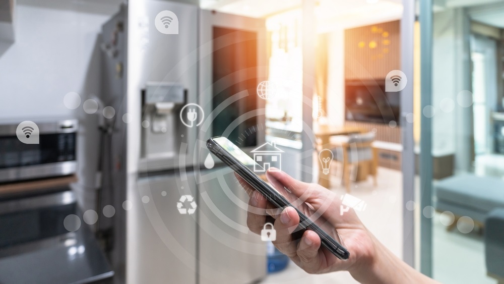 Smart home AI technology with remote control on electronic appliances
