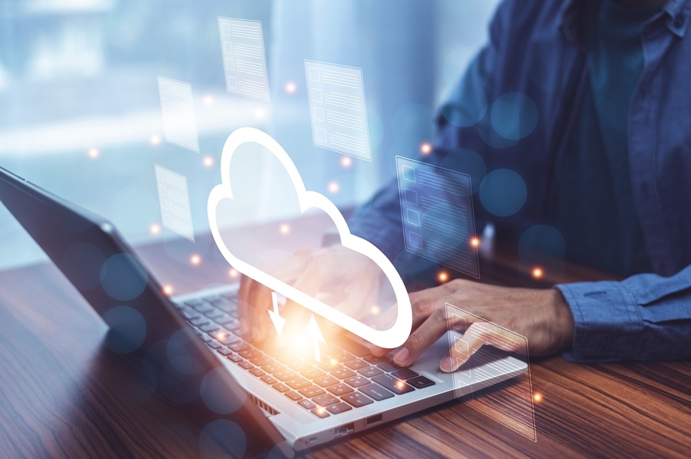 Businessman using Cloud Computer technology and storage online for computer business network