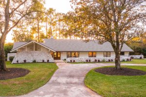 Beautiful Painted White Home During Sunset Or Sunrise