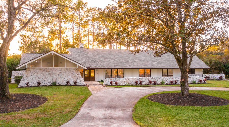 Beautiful Painted White Home During Sunset Or Sunrise